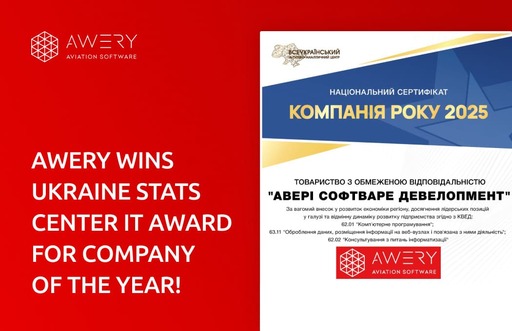 Awery Aviation Software recognised as Company of the Year at Ukraine Stats Center IT Awards